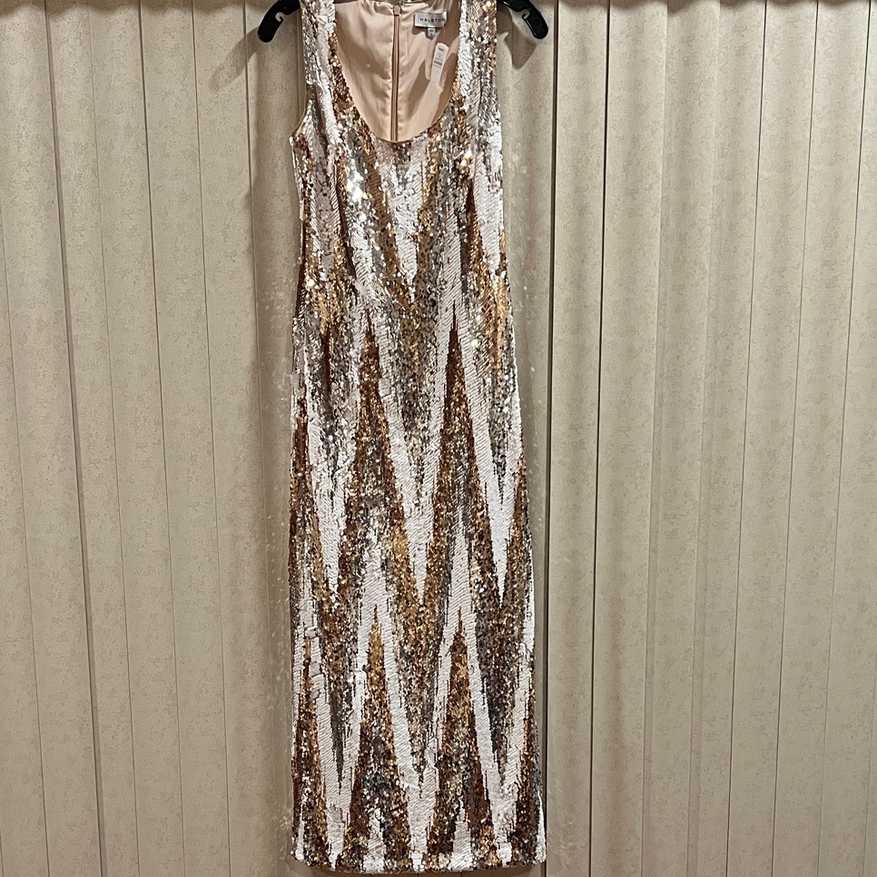 New Halston Women’s Sequin Dress - Gold And White In Size X-Small